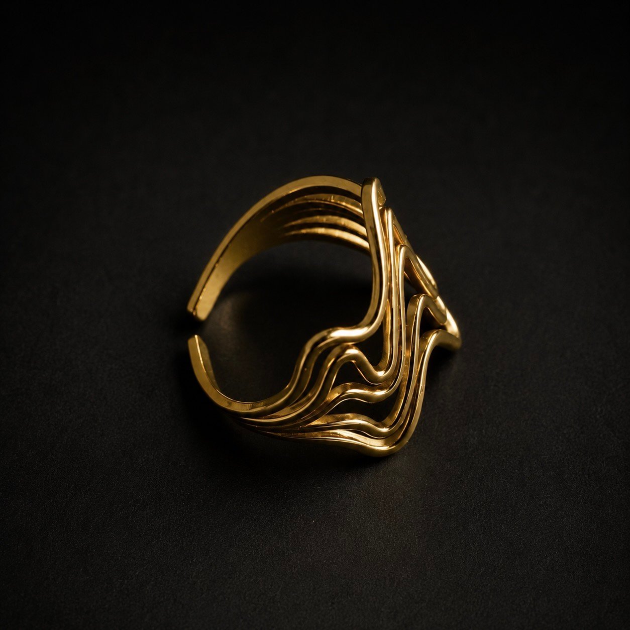 RIPPLE Sculpted Gold Ring - Image 2